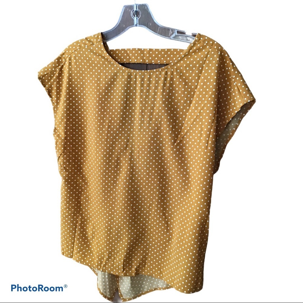 Shein Gold White Polka Dot Blouse  Size M